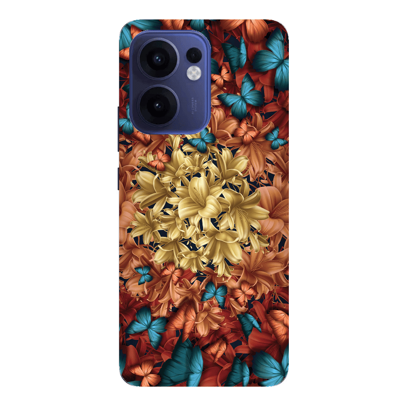 Oppo Reno13 FS Blue butterflies Transparent Silicone TPU Θήκη